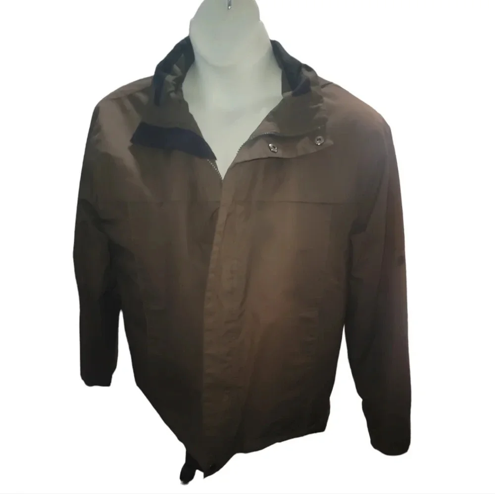 LONDON FOG black brown hooded coat jacket medium m